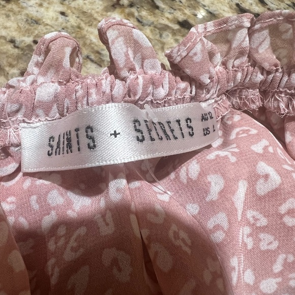 Saints & Secrets FASHION PINK FLORAL PRINT OFF SHOULDER RUFFLE DRESS Large - Picture 7 of 11